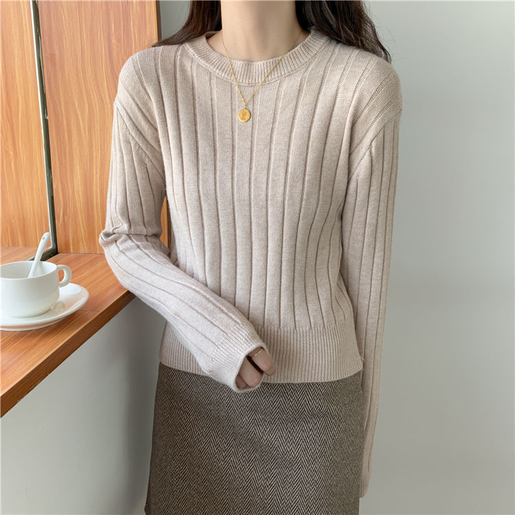 Pulover cu mâneci de prințesă, guler rotund, croială în A, material Ice Silk, închidere cu un singur nasture, Primăvara 2025