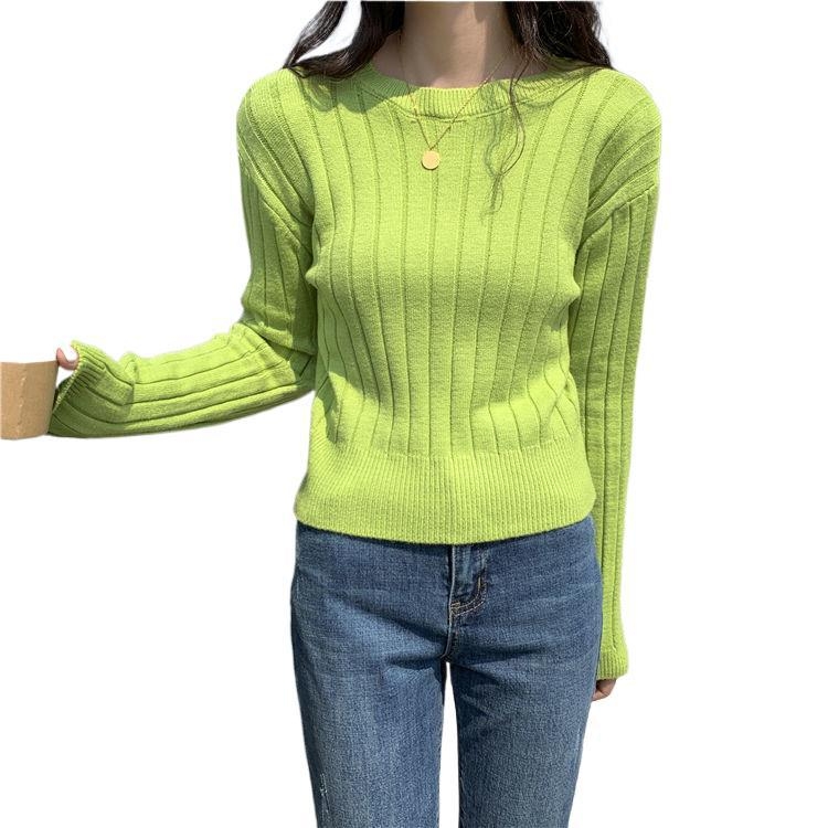 Pulover cu mâneci de prințesă, guler rotund, croială în A, material Ice Silk, închidere cu un singur nasture, Primăvara 2025