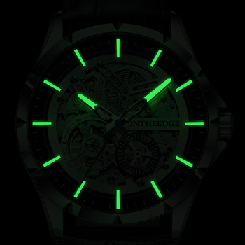 Pánske automatické mechanické hodinky, 42 mm ciferník, luminiscenčné, vodotesné do 30 m, priehľadný zadný kryt