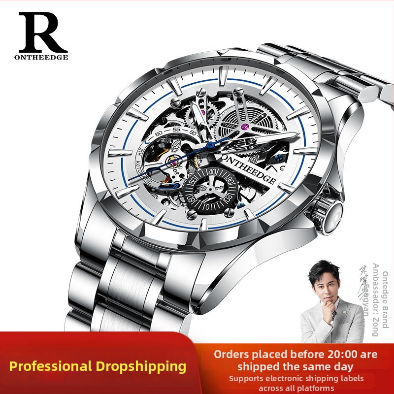 Pánske automatické mechanické hodinky, 42 mm ciferník, luminiscenčné, vodotesné do 30 m, priehľadný zadný kryt