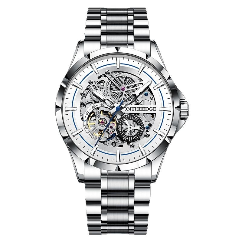 Pánske automatické mechanické hodinky, 42 mm ciferník, luminiscenčné, vodotesné do 30 m, priehľadný zadný kryt