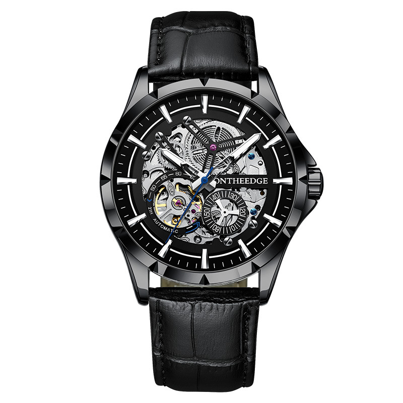 Pánske automatické mechanické hodinky, 42 mm ciferník, luminiscenčné, vodotesné do 30 m, priehľadný zadný kryt