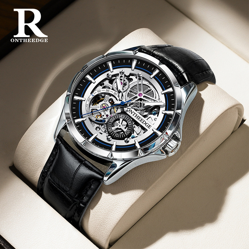 Pánske automatické mechanické hodinky, 42 mm ciferník, luminiscenčné, vodotesné do 30 m, priehľadný zadný kryt