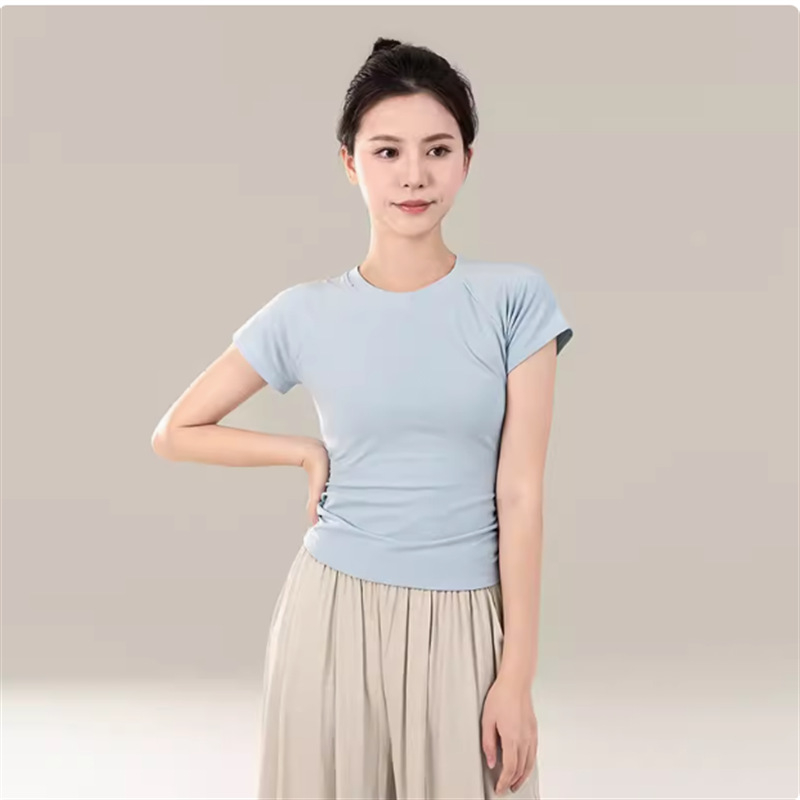 Tricou din ice silk, guler rotund, mâneci scurte, amestec cu spandex