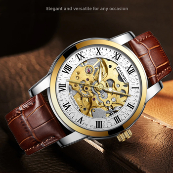TIANNBU Tourbillon Párové Hodinky – vodotesný automatický skeleton, 41 mm ciferník, nerezový remienok, priehľadný zadný kryt