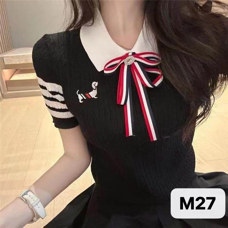 Ženski top od hladnog svile s izšivenim motivom šteneta s mašnicom, kapuljača, korejski stil, kratki rukavi
