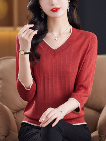 T-Shirt Tencel Lyocell | V-izrez | rukav srednje duljine | 3D krojenje