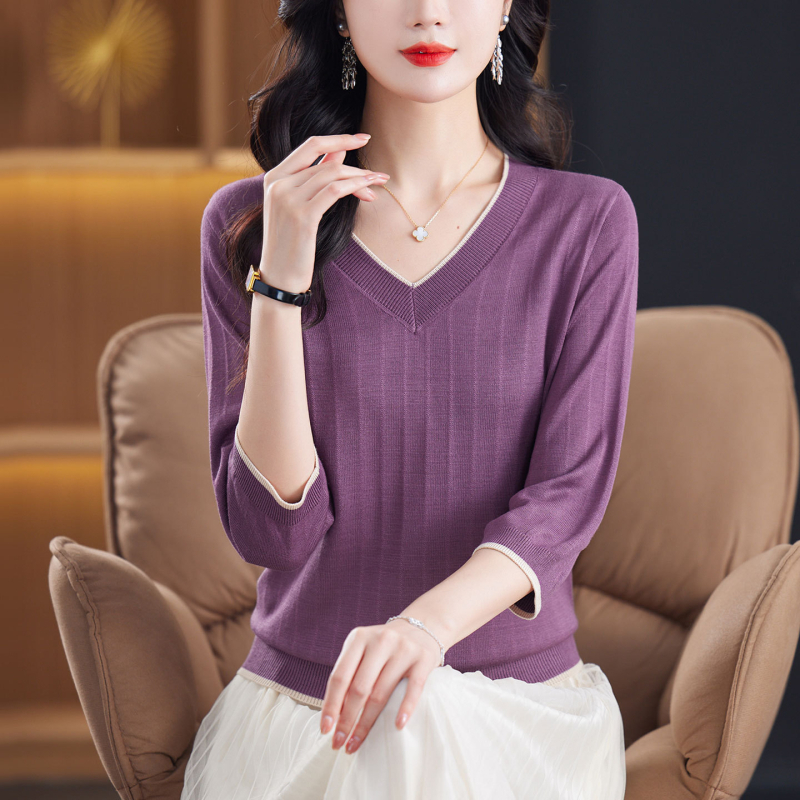 T-Shirt Tencel Lyocell | V-izrez | rukav srednje duljine | 3D krojenje