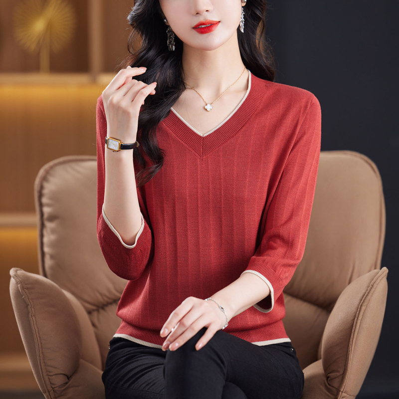 T-Shirt Tencel Lyocell | V-izrez | rukav srednje duljine | 3D krojenje