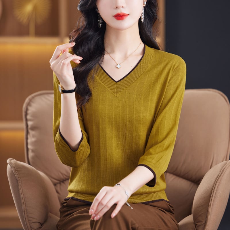 T-Shirt Tencel Lyocell | V-izrez | rukav srednje duljine | 3D krojenje