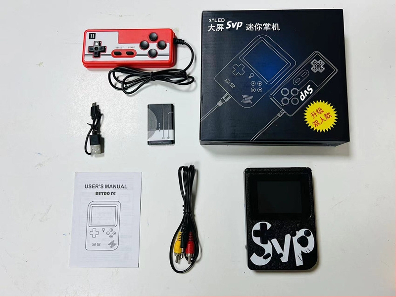 Portatīvā retro spēļu konsole, 40-in-1, diviem spēlētājiem, iebūvēta atmiņa, USB un AV izejas, MP4 video atskaņotājs