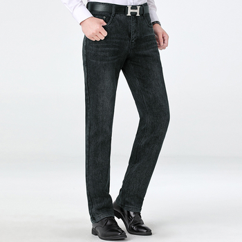 Denim hlače ravnog kroja, visok struk, zimska debela tkanina, zip, višestruke džepove (denim, ravni kroj, visok struk, zima, zip)