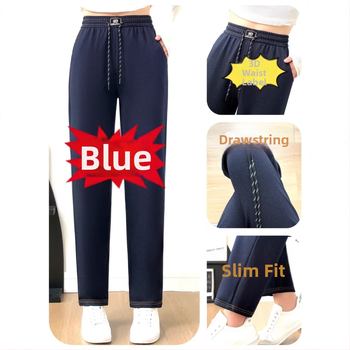 Pokované denim nohavice rovný strih, elastický pás, velúrové detaily (70-80% denim bavlna)