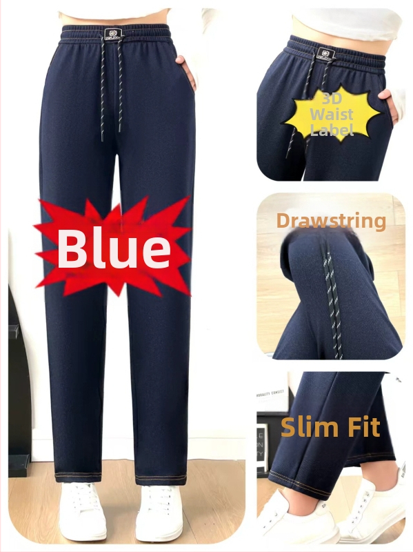 Dámske harém džínsy, vysoký pás, elastický pás, rovný strih, lakovaný denim — jeseň-zima 2025