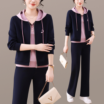 Sieviešu divdaļīgs sporta komplekts ar polo kaklu, garām piedurknēm, 75% kokvilna, piemērots treniņiem