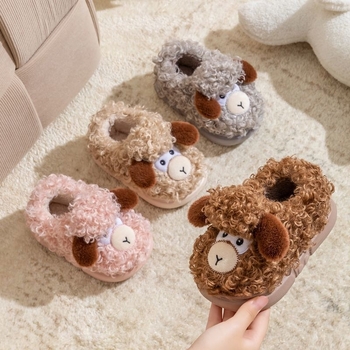 Laste Cartoon sussid plüüsi vooder, EVA tald, korallfleecest ülemine, unisex talveks sise- ja välistingimustes