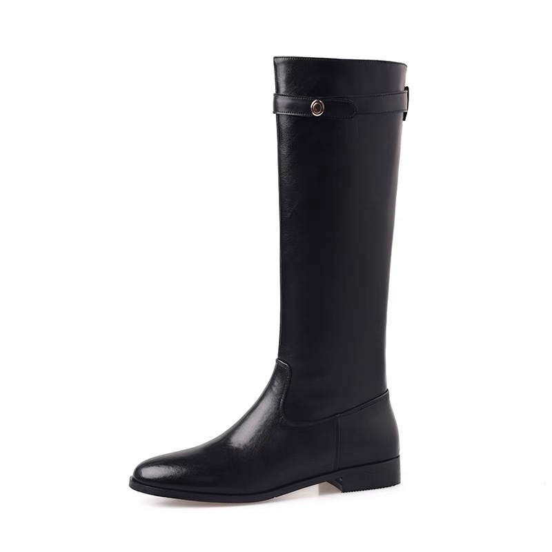 Viteške čizme od teleće kože, visoki shaft, debeli pet 3–5 cm, ženske, retro stil