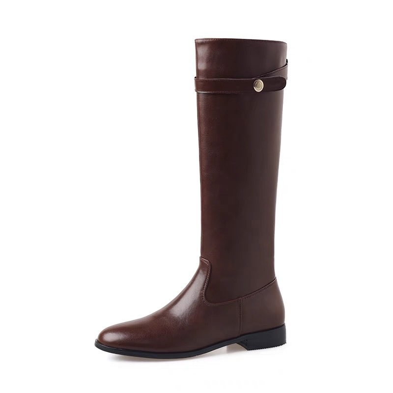 Viteške čizme od teleće kože, visoki shaft, debeli pet 3–5 cm, ženske, retro stil