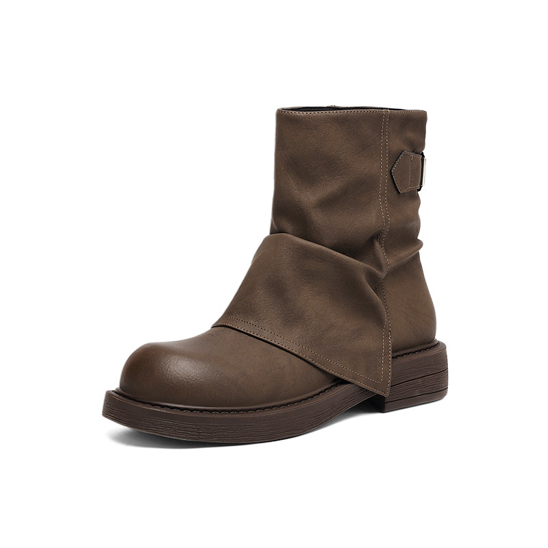 Női Martin csizma PU felsőrész, gumi talppal, középmagas szár, körkörös orr, négyszögletes sarok 3–5 cm