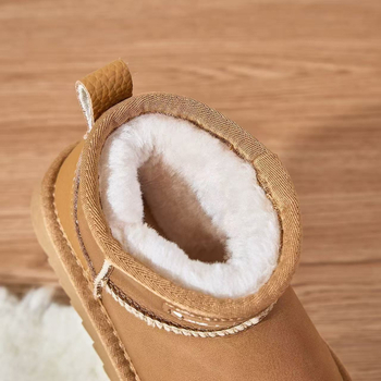 Ghete de iarnă pentru copii, gleznă, cu suprafața din piele microfibră, impermeabile, căptușeală caldă din bumbac, talpă antiderapantă din TPR, unisex pentru copii 4–12 ani