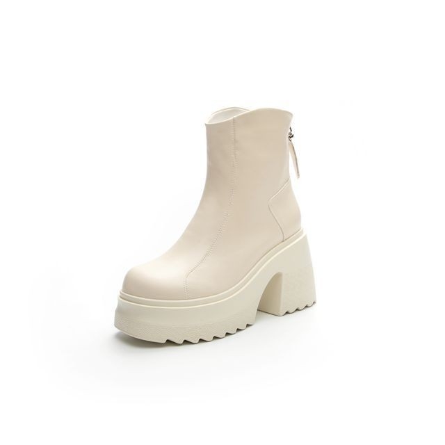 Martin čizme s gornjim dijelom od prave kože, debeli pet, debela potplata, stražnji zip, okrugli vrh