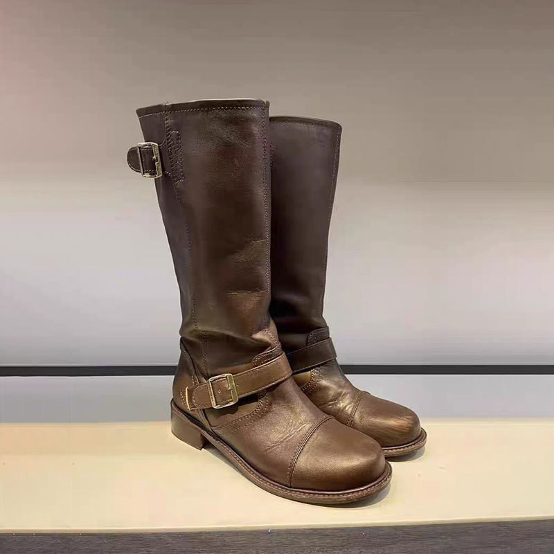 Dámske Martin topánky, korejského štýlu, do členka, dvojvrstvová hovädzia koža vamp, zložená podrážka, nízky 1–3 cm podpätok, vložka z ovčej kože