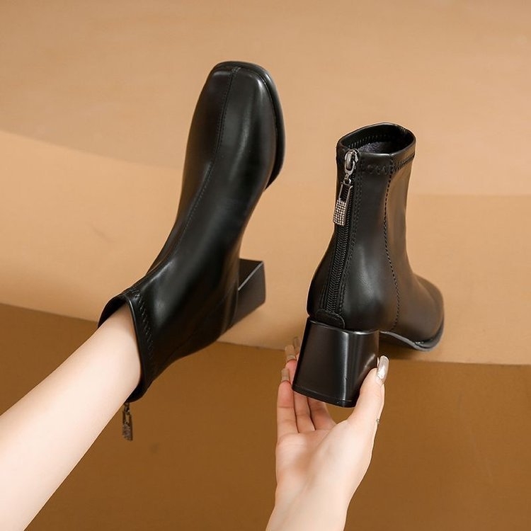 Ženske Martin čizme, PU gornji dio, umjetna krzna iznutra, okrugli vrh, debeli pet 3-5 cm, zatvarač straga