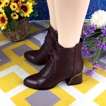 Ženske Martin čizme s oštrim nosom, fleece podstava, PU gornji dio, srednje visoka pet 3–5 cm, bočni zip, jednobojne