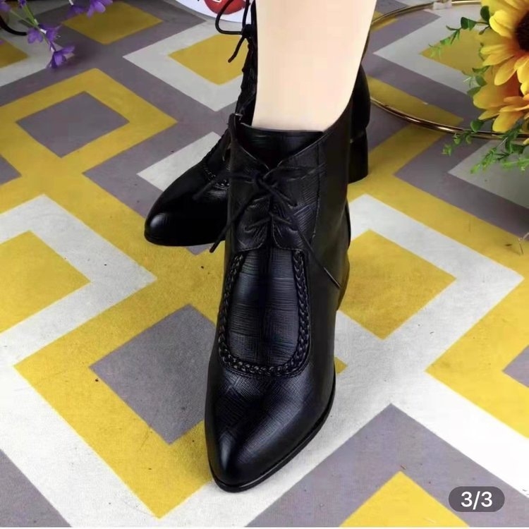 Ženske Martin čizme s oštrim nosom, fleece podstava, PU gornji dio, srednje visoka pet 3–5 cm, bočni zip, jednobojne