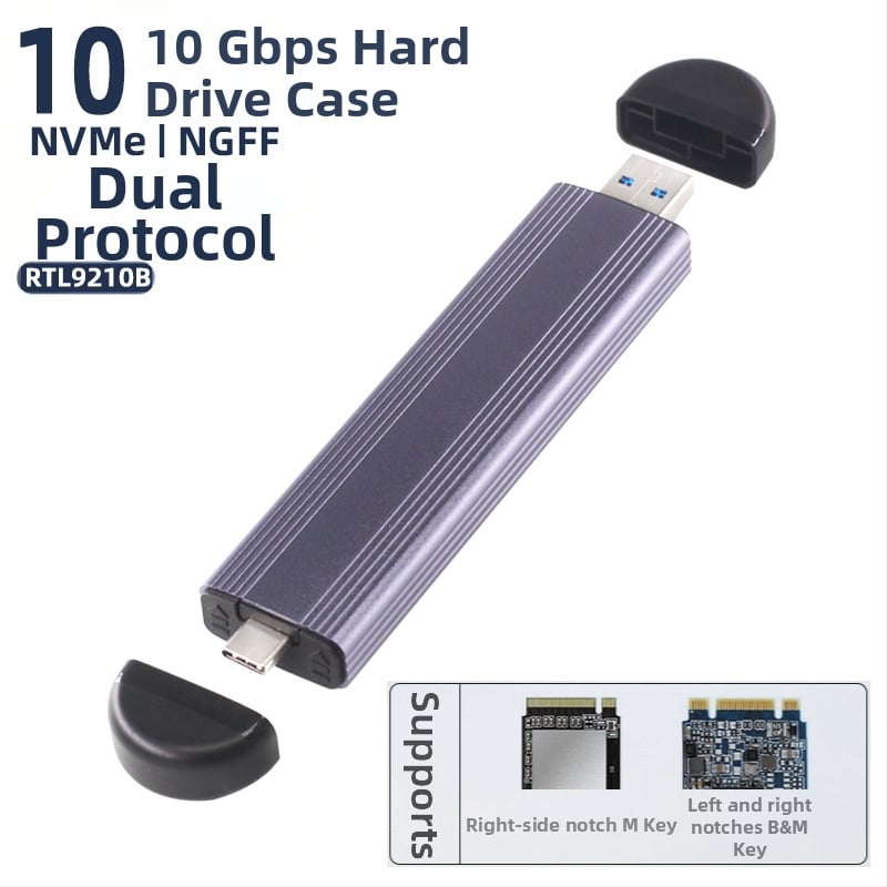 M.6 Bezinstrumentu SSD korpuss NVMe/NGFF, M.2, alumīnija sakausējums, līdz 8TB, USB-C 3.1/3.2