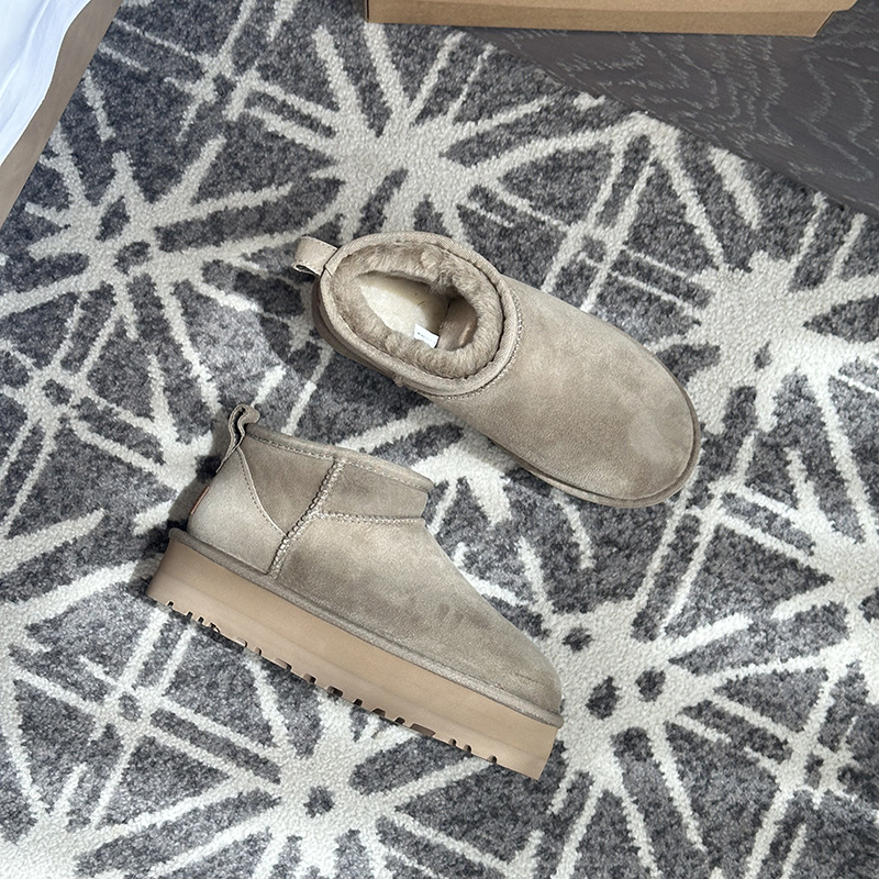 Ženske čizme za snijeg od ovčje kože, visok gornji dio, vunena podstava, EVA potplat, platforma 3–5 cm