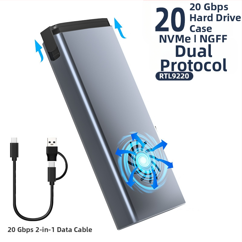 M.6 Beznástrojové SSD puzdro NVMe/NGFF, M.2, hliníková zliatina, až 8TB, USB-C 3.1/3.2