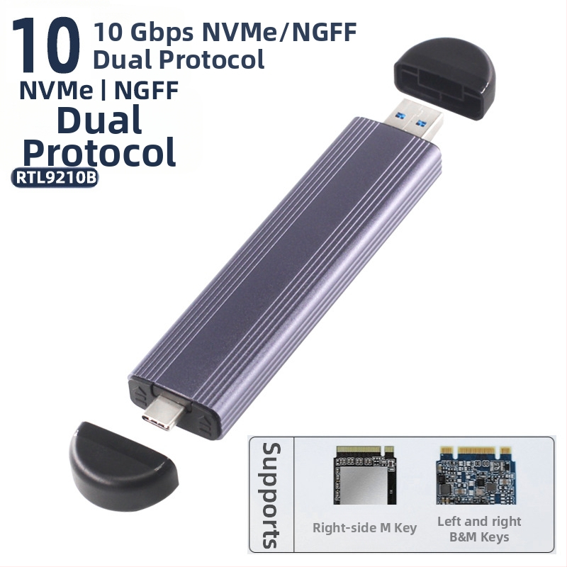 M.6 Beznástrojové SSD puzdro NVMe/NGFF, M.2, hliníková zliatina, až 8TB, USB-C 3.1/3.2