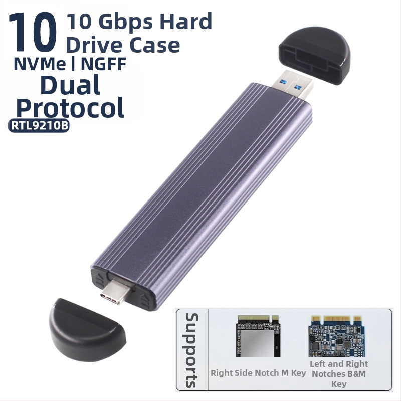 M.6 Bezinstrumentu SSD korpuss NVMe/NGFF, M.2, alumīnija sakausējums, līdz 8TB, USB-C 3.1/3.2