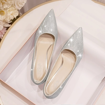 Ženske visoke potpetice s uskim vrhom, Glitter vamp, stiletto peta 6–8 cm, gumena potplata
