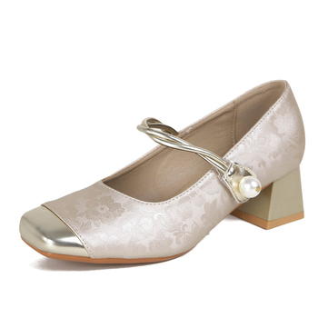 Γυναικεία παπούτσια Mary Jane, τετράγωνη μύτη, υλικό επάνω: super fiber, υλικό εσωτερικό: super fiber, μεσαίο τακούνι (3–6 εκ), σόλα από καουτσούκ