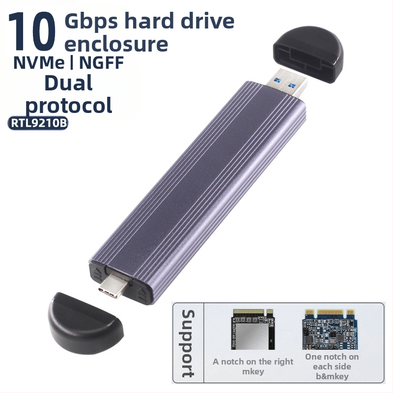 M.6 Bezinstrumentu SSD korpuss NVMe/NGFF, M.2, alumīnija sakausējums, līdz 8TB, USB-C 3.1/3.2