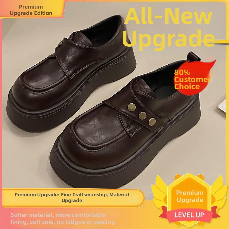 Dámske kožené Mary Jane loafers s hrubým podošvom, 6–8 cm výška podpätku, zaoblený špičaka, PU vrchná časť, gumová podrážka