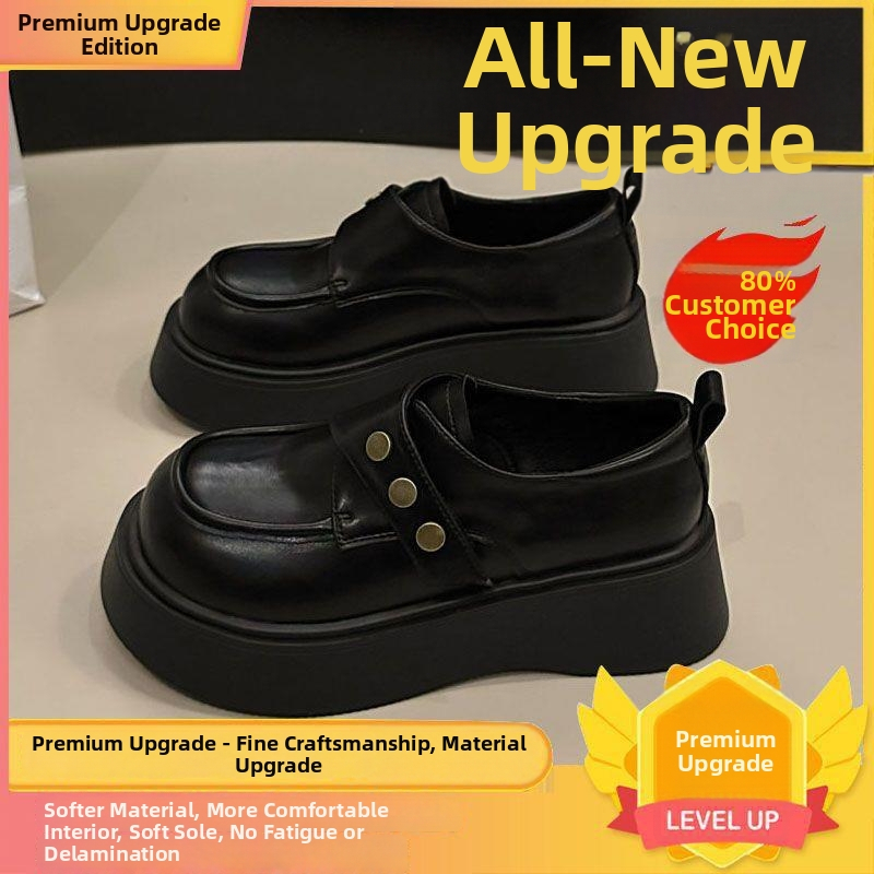 Dámske kožené Mary Jane loafers s hrubým podošvom, 6–8 cm výška podpätku, zaoblený špičaka, PU vrchná časť, gumová podrážka