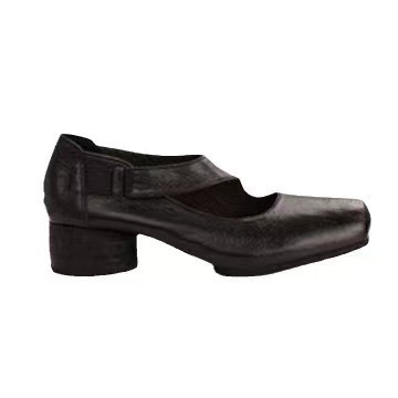 Mary Jane topánky s štvorcovým nosom, vrchná časť z hovädzej kože, hrubý podpätok 3-6 cm, gumová podrážka