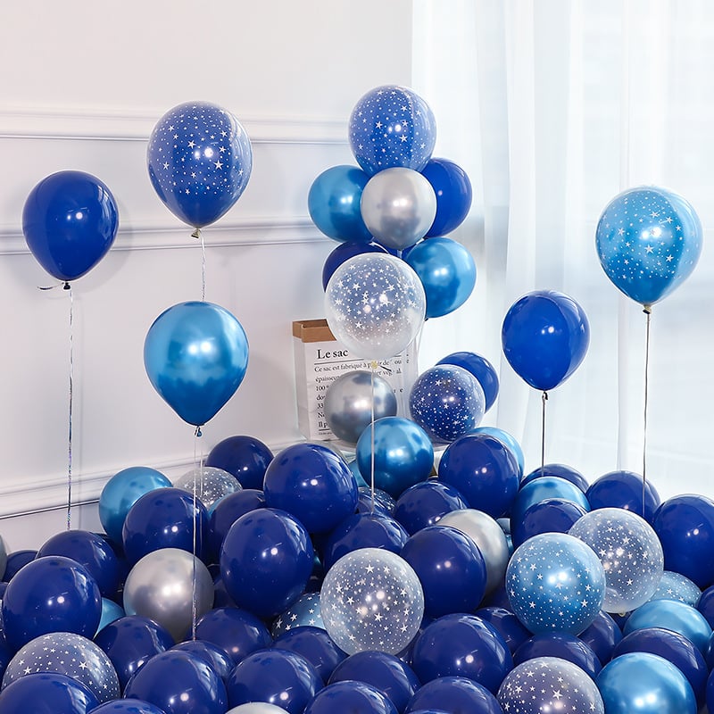 Комплект от 25-сантиметрови цветни латексови балони за декорация на рожден ден, включващи елегантни балони с форма на макарон.