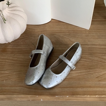 Mary Jane topánky v korejskom štýle so nitmi, štvorcová špička, vrchnák z mikrovlákna, PU stielka, gumová podrážka, pre ženy, nízka päta 3–6 cm