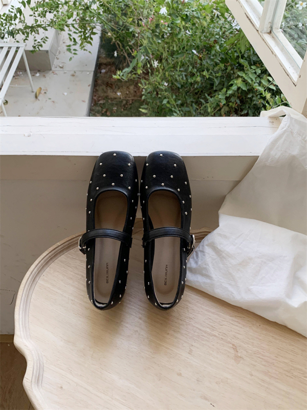 Mary Jane topánky v korejskom štýle so nitmi, štvorcová špička, vrchnák z mikrovlákna, PU stielka, gumová podrážka, pre ženy, nízka päta 3–6 cm