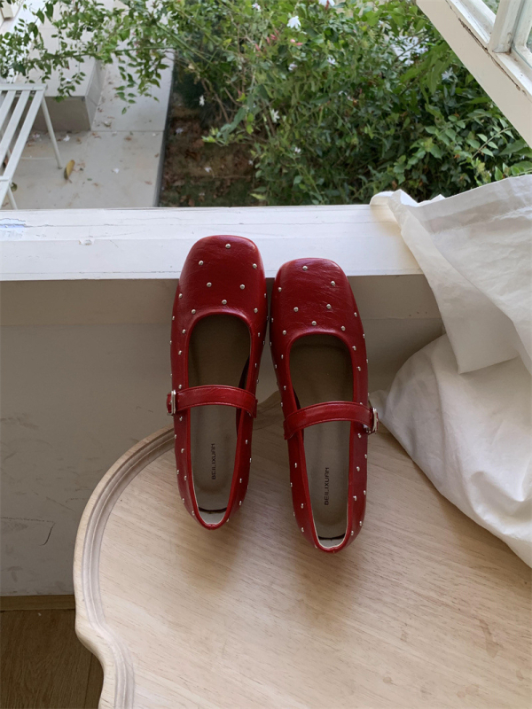 Mary Jane topánky v korejskom štýle so nitmi, štvorcová špička, vrchnák z mikrovlákna, PU stielka, gumová podrážka, pre ženy, nízka päta 3–6 cm