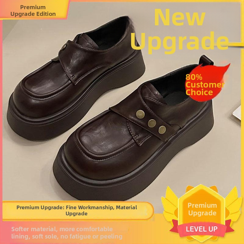 Mary Jane loafers s okrúhym špičkou, PU horná časť, PU vnútrajšok, gumová podrážka, hlboký otvor, hrubá päta 6-8 cm, elegantný štýl, inšpirovaný kórejským a japonským dizajnom