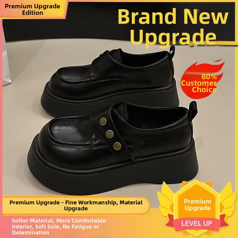 Mary Jane loafers s okrúhym špičkou, PU horná časť, PU vnútrajšok, gumová podrážka, hlboký otvor, hrubá päta 6-8 cm, elegantný štýl, inšpirovaný kórejským a japonským dizajnom