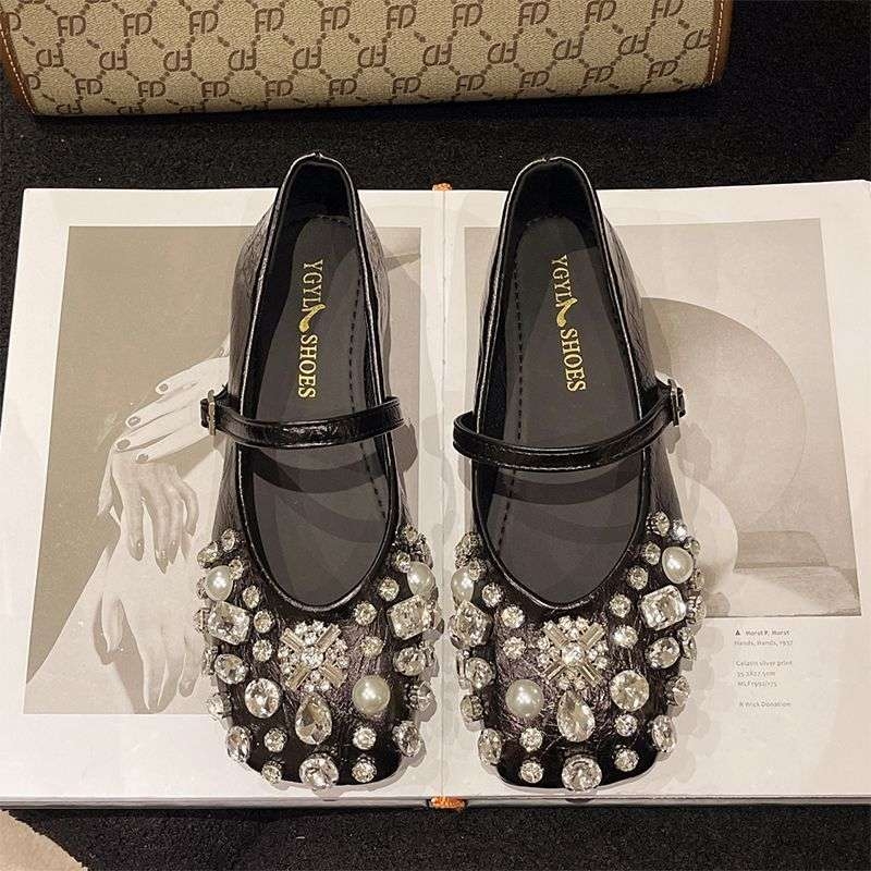 Sieviešu Mary Jane kurpes, Korejiešu ielas hipster stils, konopju audums vairāk nekā 95% sastāvs, līmēta konstrukcija, pavasaris 2025