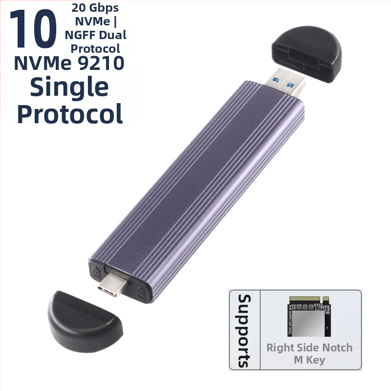 M.6 Beįrankių SSD korpusas NVMe/NGFF, M.2, aliuminio lydinys, iki 8TB, USB-C 3.1/3.2
