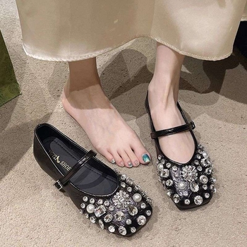 Naistele Mary Jane jalanõud - Korea stiil, 2025. aasta kevad, kanepikangas >95%, kleepimisega konstruktsioon