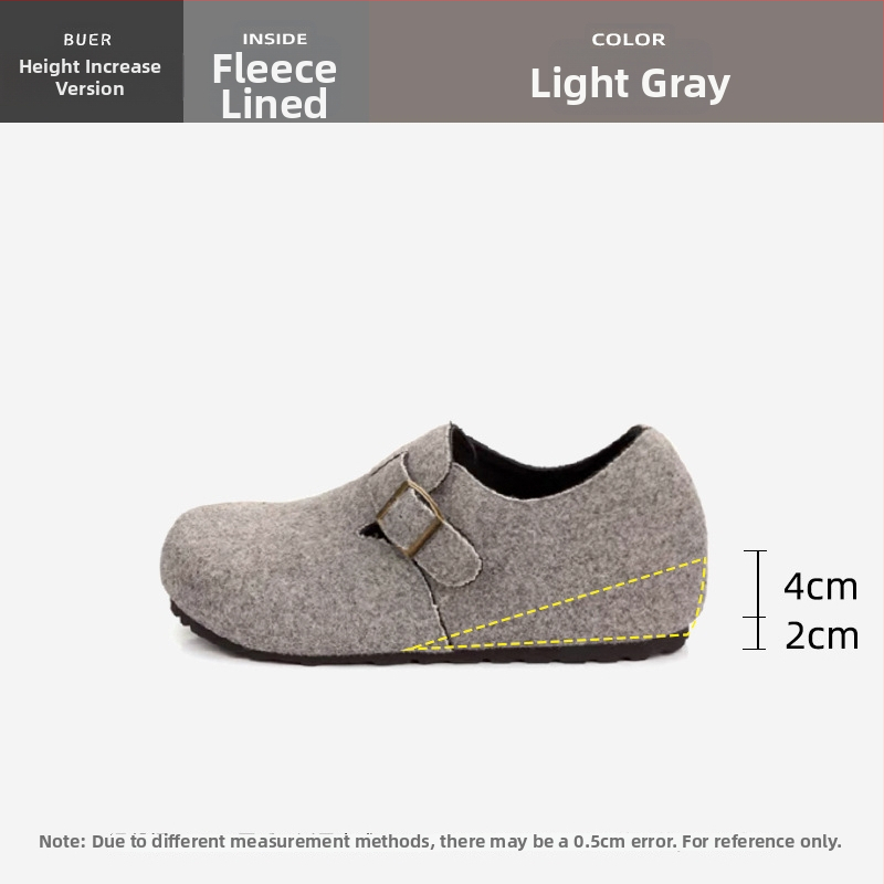Ženské zimné topánky v štýle Birkenstock, vrchnok z vlneného materiálu, skrytý 6–8 cm podpätok, vnútorná výstelka z umelej krátkej plyše, gumová podrážka